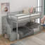 Lit superposé simple au-dessus d'un lit simple, échelle avec rangement, gris-1234469414