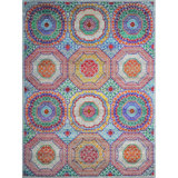 Hand Knotted Area Rug in Blue/Green/Red/Gray