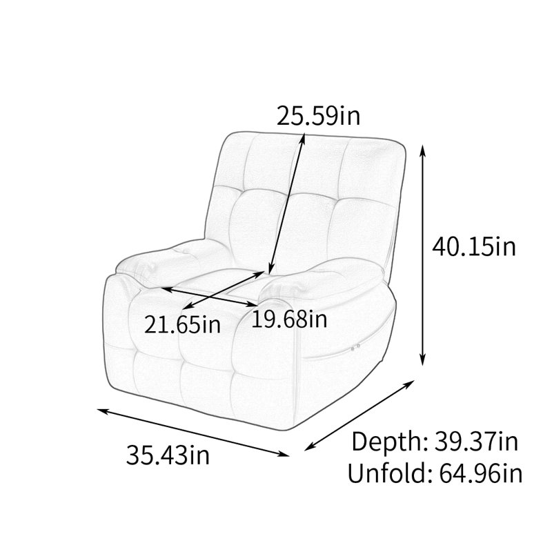 Fauteuil inclinable ergonomique réglable Fincham avec poches de rangement, Noir
