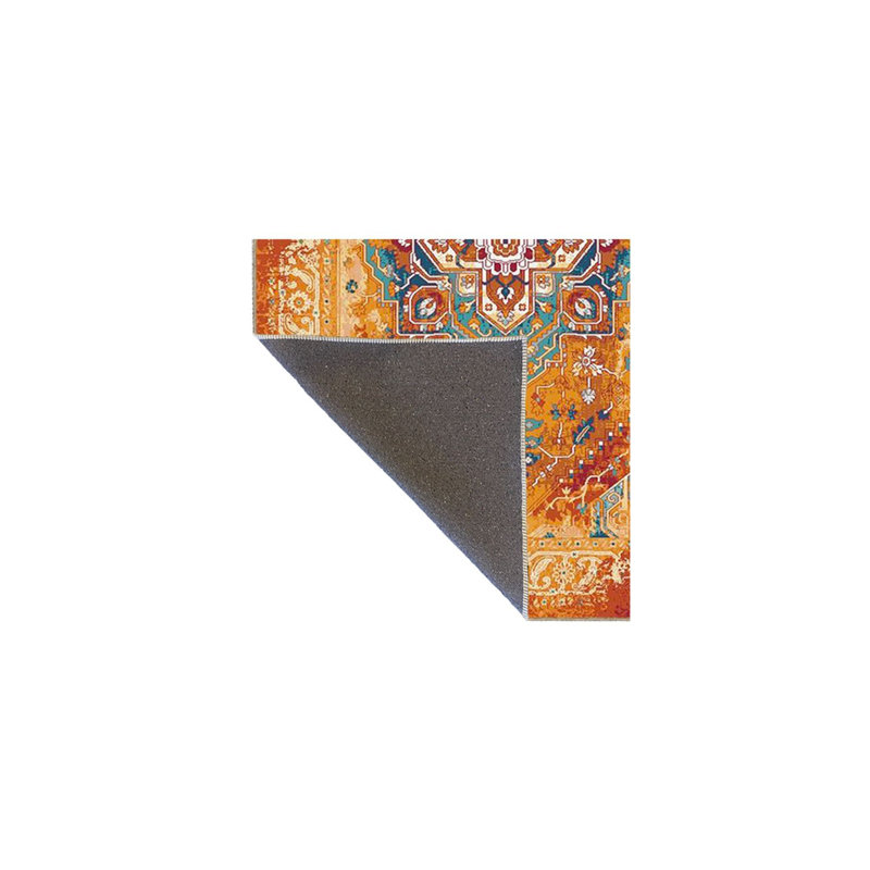 Tapis décoratif lavable orange à motifs traditionnels, Tapis de couloir 2 pi 6 po x 9 pi 10 po inclus
