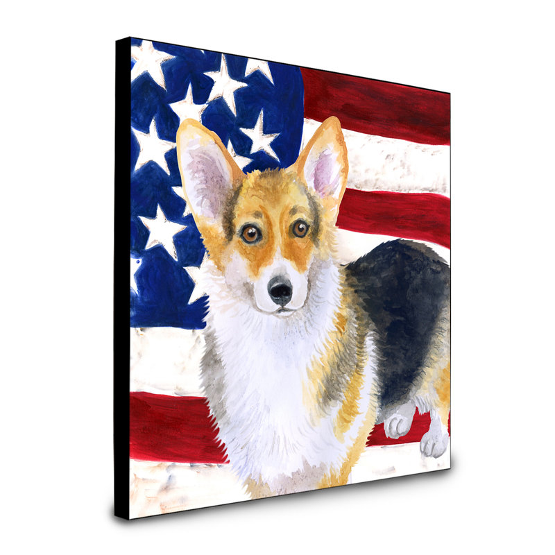 Panneau mural patriotique art Double Down, Corgi