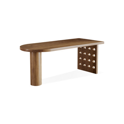 Bureaux en bois massif noyer en demi-cercle