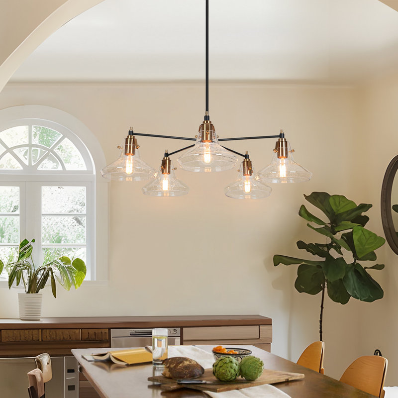 Lustre encastré 5 lumières pour îlot de cuisine