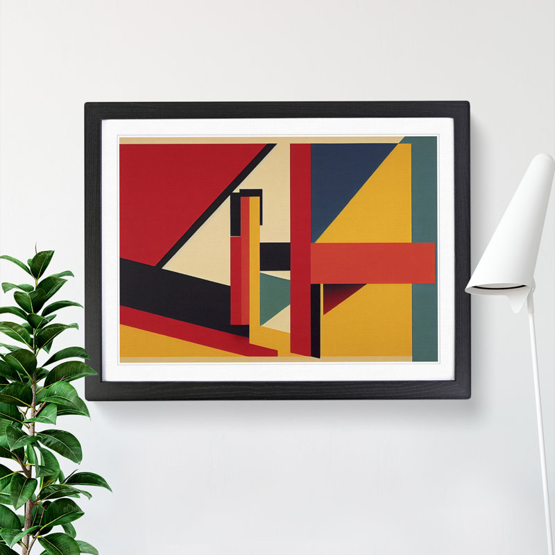 XH1022-6191X Modern Suprematism Art Vol.1 Abstract - Single Picture Frame Print, 46cm H x 64cm W x 2cm D, Black