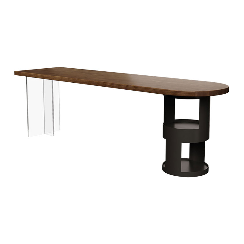 Brown U-Shaped Solid Wood desk, 29.53" H x 86.61" W x 23.62" D
