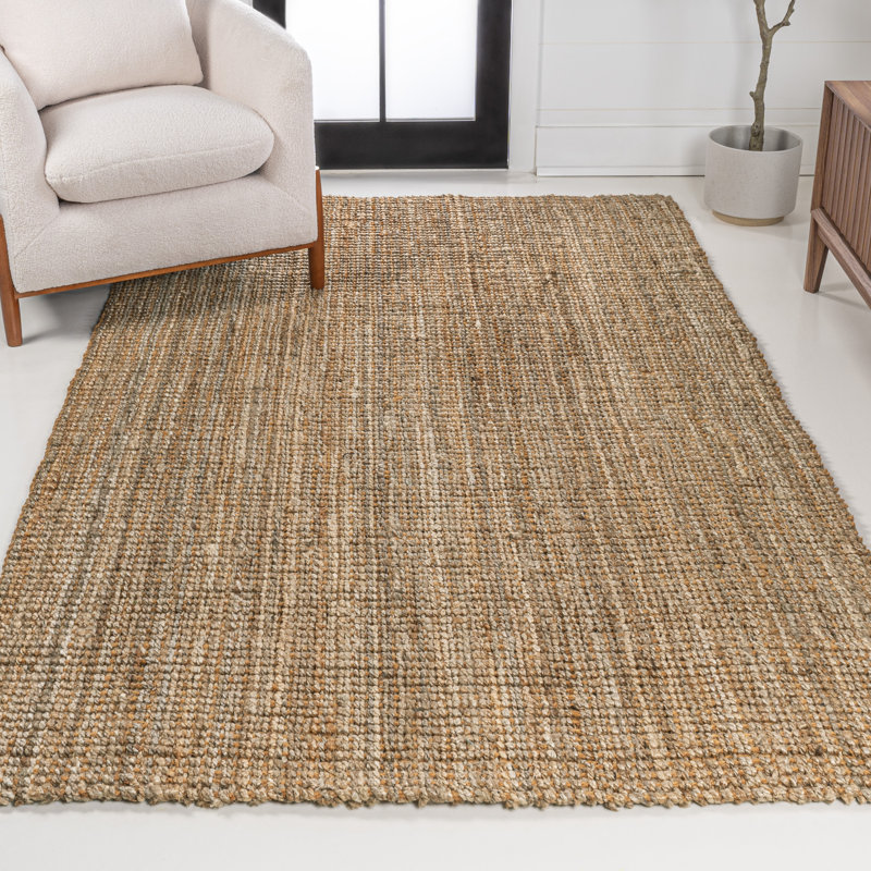 Kaileen Traditional Rustic Handwoven Jute Solid Natural Rug, Rectangle 7'8" x 10'