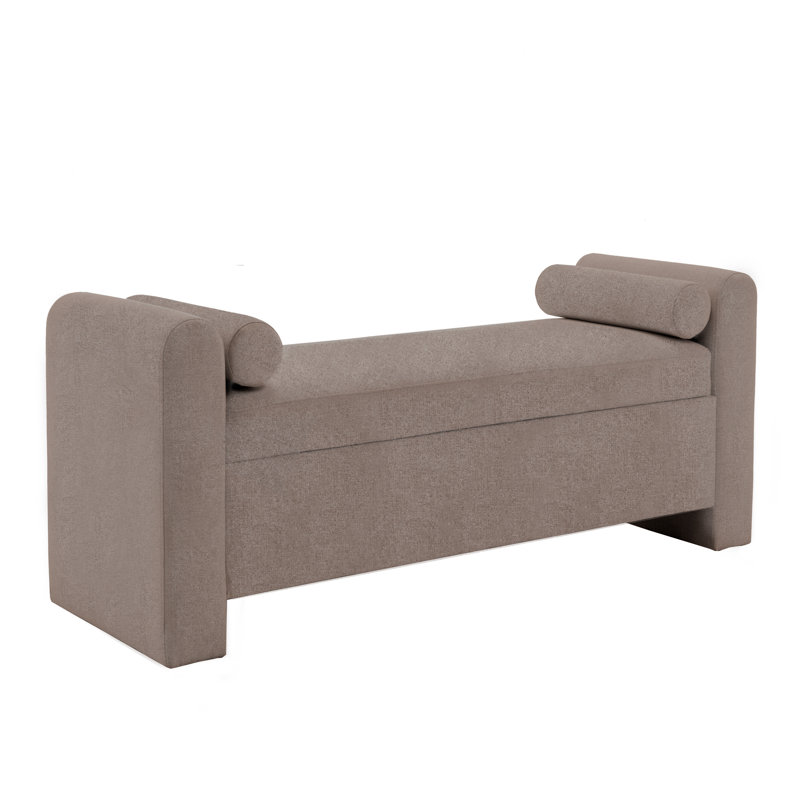 Banc de rangement rembourré en polyester Lataja, Brun, H 24 po x l 46 po x P 19,7 po