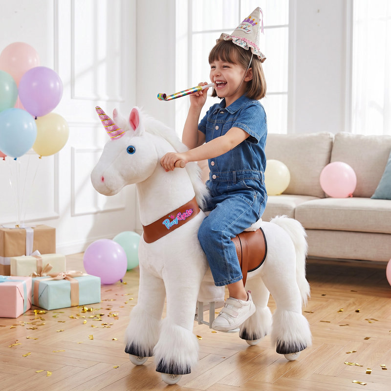 Model U Ride On Unicorn, Blanc, Size 4 for Age 4-7