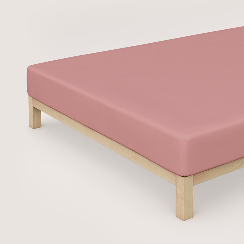 100% Cotton Percale Fitted Sheet, 160 x 200 cm, Stone Pink