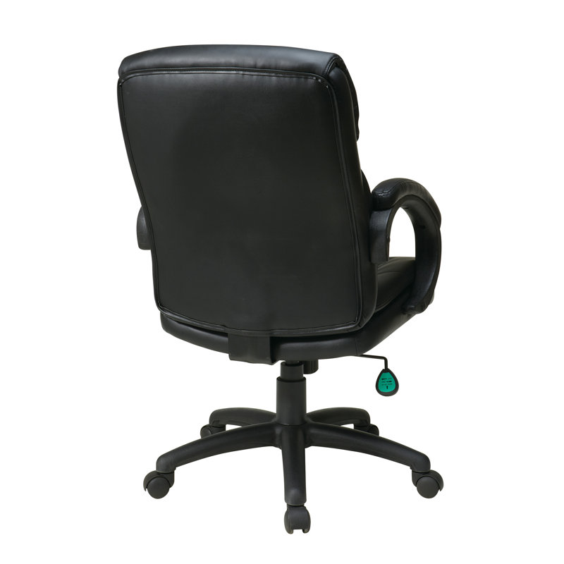 Swivel Mid-Back Executive Chair in Black Eco Leather