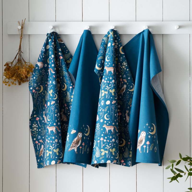 Enchanted Twilight Animals Cotton Kitchen Tea Towel Pack of 4