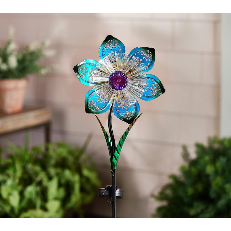 Piquet de fleur solaire à fibre optique, bleu