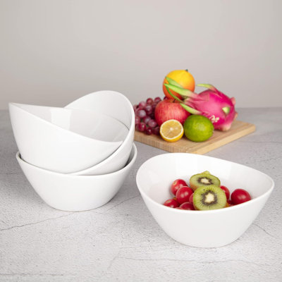 Ensemble de 4 bols à soupe 42 oz, 4 bols en céramique blanche pour soupe de salade de fruits, pâtes, maïs soufflé