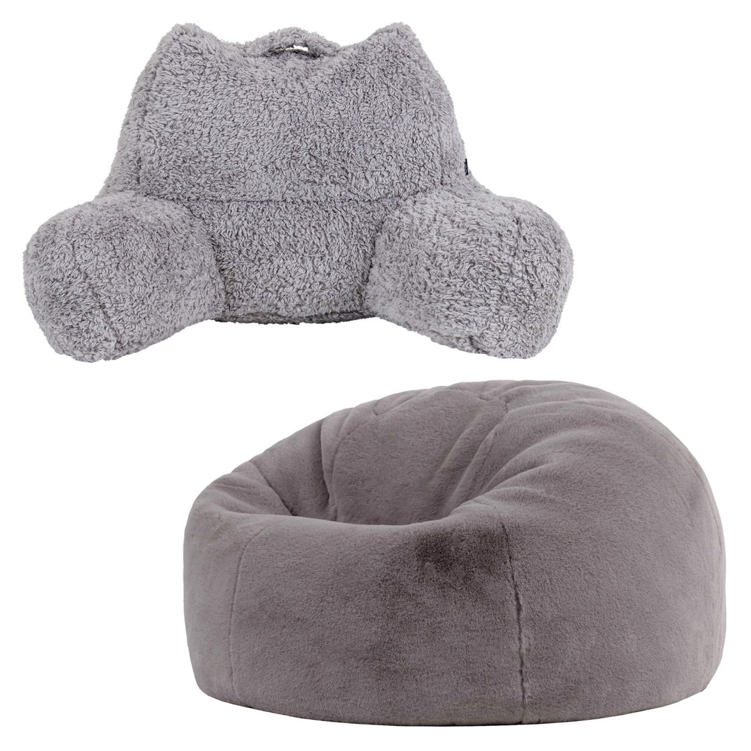 Bean Bag Bazaar Kingston Faux Fur Classic Bean Bag and Reading Pillow Set