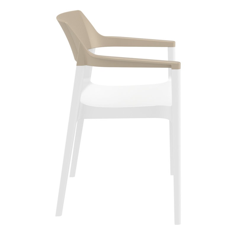 Fauteuil de salle à manger Tulum, Blanc - taupe
