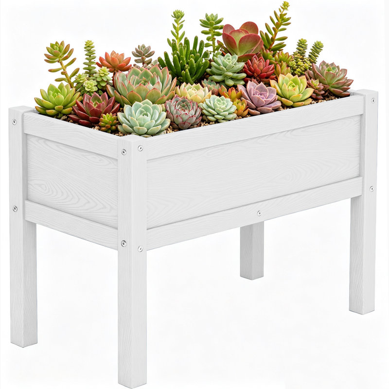 Lit de jardin surélevé avec jardinière surélevée, Blanc