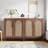 59" Rattan Dark Brown Wood Yellow Sideboard Buffet Cabinet (Set Of 2)