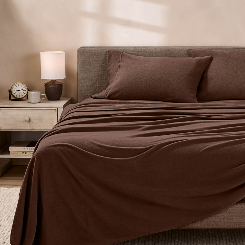 Ensemble de draps en molleton polaire ultra doux de qualité supérieure, Cacao