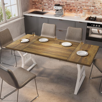 70.8 Inch Large Dining Table for 6-8, Industrial Wooden Kitchen Table with Sturdy Metal Legs, Rectangular Long Dinner Table for Kitchen, Dining Room,