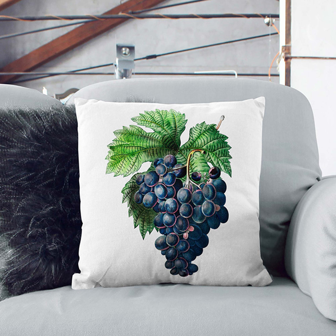 Blue Grapes by Pierre-Joseph Redoute Cushion with Filling