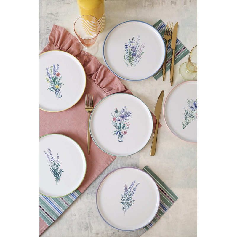 Ensemble de 6 assiettes élégantes en grès de 8,7 po | Capacité de 24,3 oz liq. Antibactérien, écologique, résistant à l'eau | Va au lave-vaisselle et au micro-ondes | Nettoyage facile pour les repas modernes, parfait pour un usage quotidien