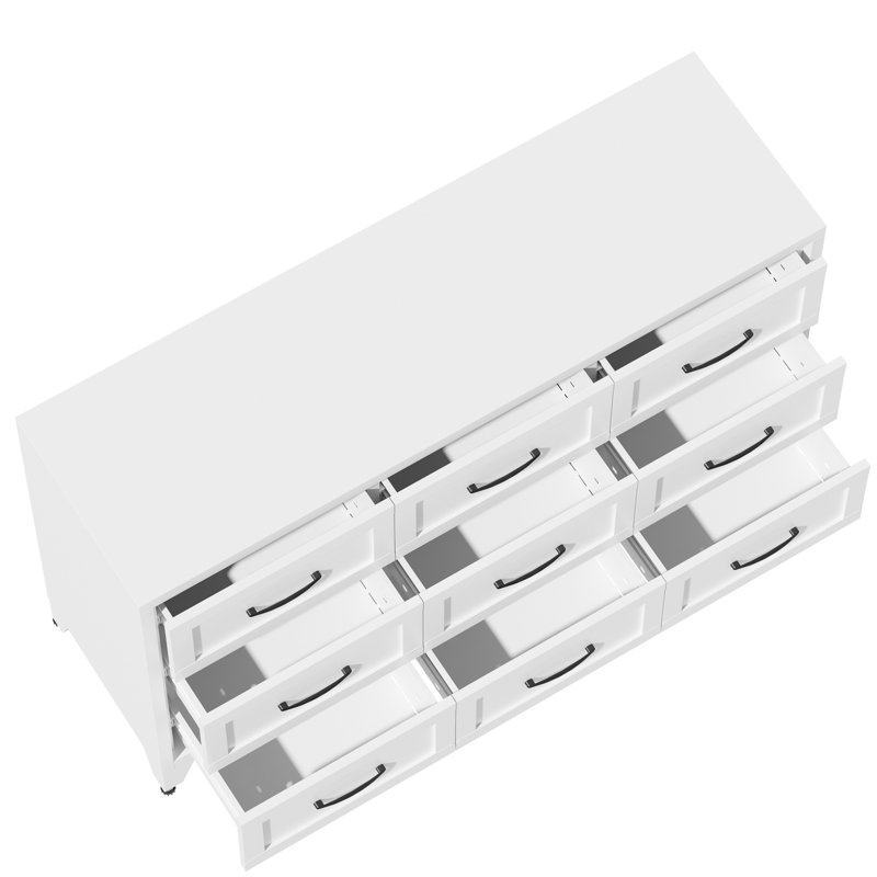 Commodes et commodes en métal peu encombrantes, rangement blanc à 9 tiroirs pour la chambre à coucher