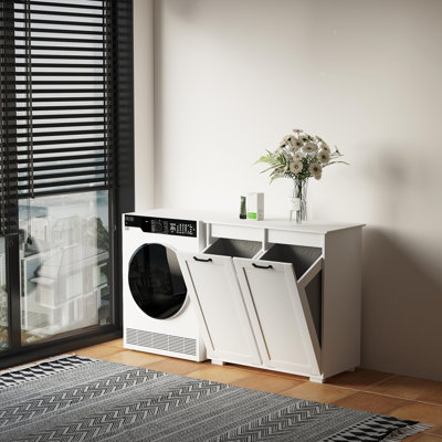 Laundry Hamper Cabinet - Withstand Heavy Loads Large Basket With Doors Conceal And Store Clothing
