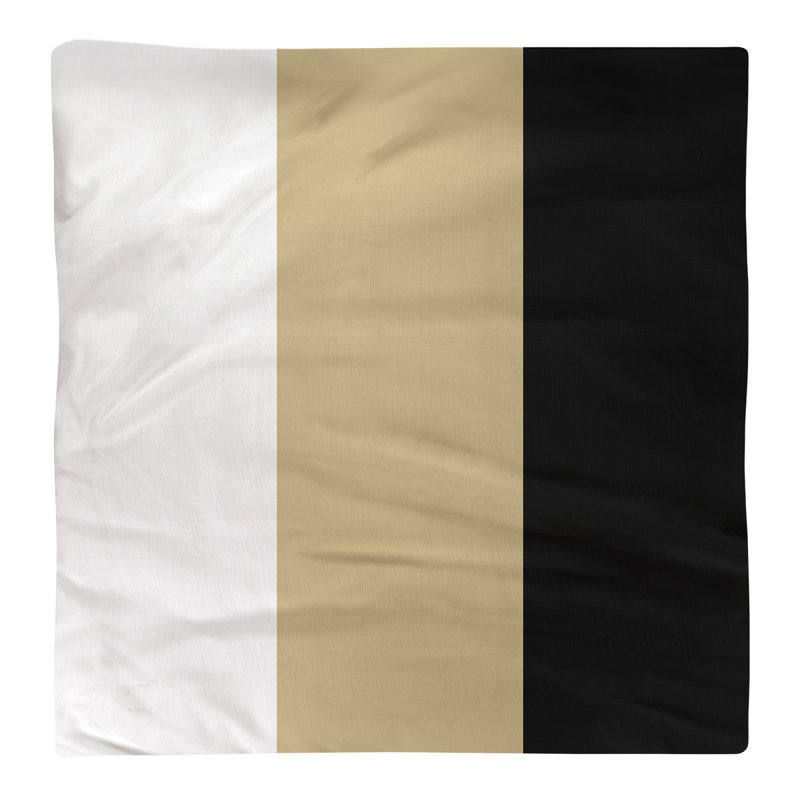 Striped Square Napkin, White/Gold/Black, Cotton Twill, 10" H x 10" W x 0.25" D