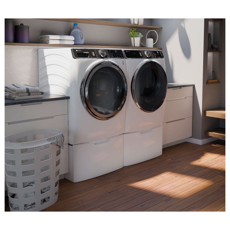 GE Profile 5.3 Cu Ft Capacity Smart Front Load Energy Star Washer With Ultrafresh Vent System+ With Odorblock, White/Black