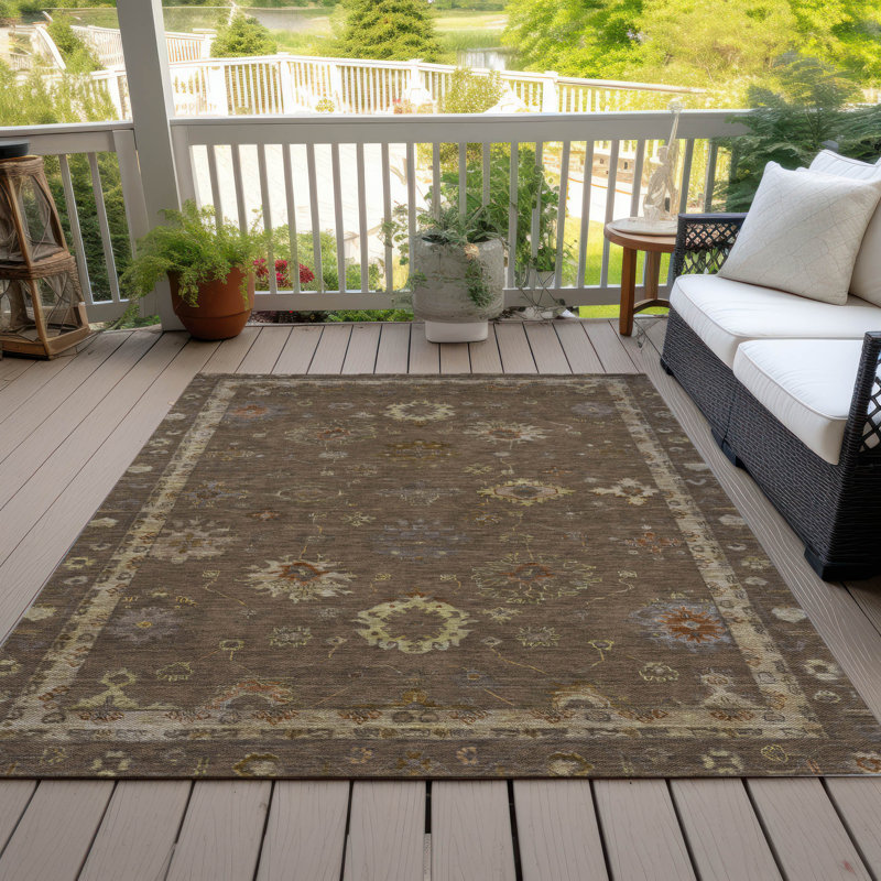 Tapis chocolat intérieur / extérieur lavable à la machine Xhevrie, Rectangle 2 pi 6 po x 3 pi 10 po