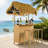 Outdoor Bar Set with PE Wicker Outer Material, Patio Bar w/2 Stools, Storage Shelf – Ideal for Backyard, Poolside & Patio Tropical Parties