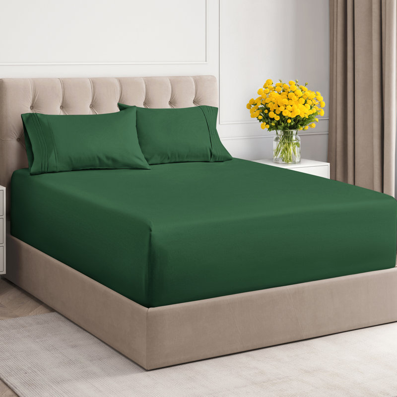 Ensemble de draps de luxe extra profonds - Ensembles de draps ultra doux et rafraîchissants, Vert émeraude