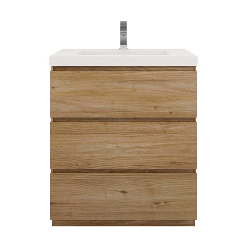 Lawncrest 29.5'' Single Bathroom Vanity with Acrylic Top, Natural Oak