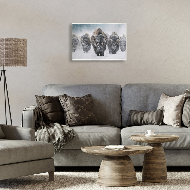 Art mural indomptable «Bison in Snow» par Mark Kelso, H 13 po x l 19 po