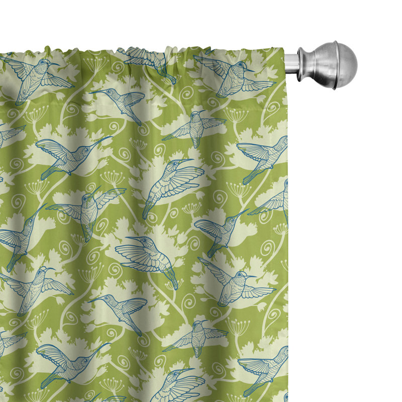 Hummingbirds Semi-Sheer Rod Pocket Sliding Panel, 28" x 84"