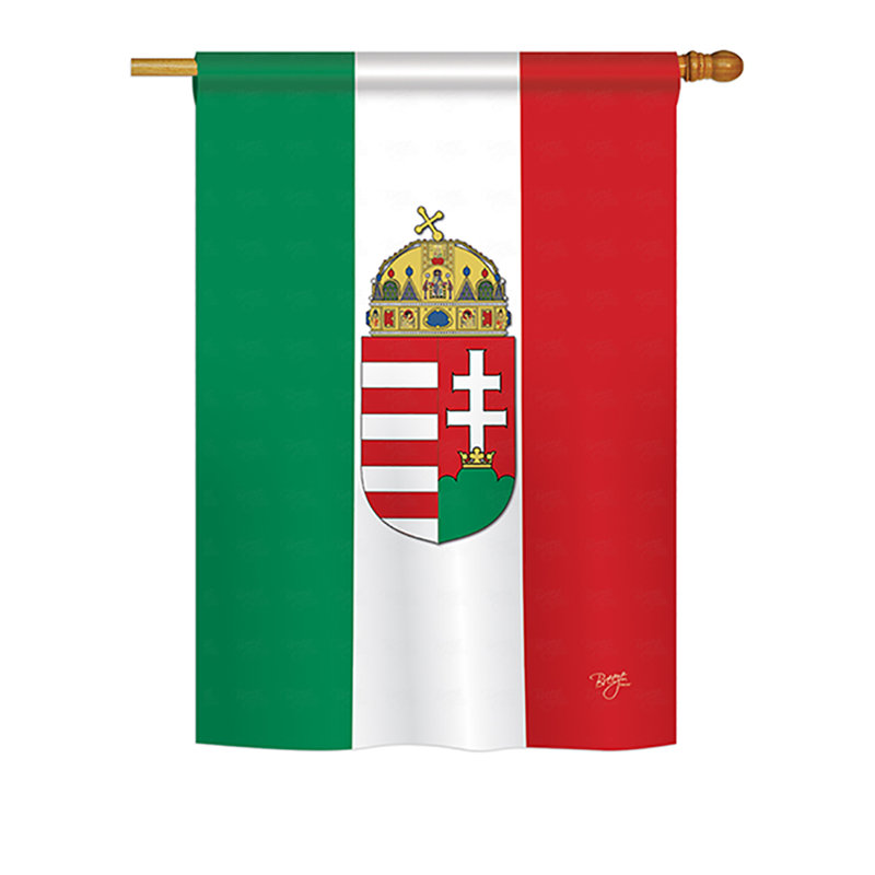 Drapeau de maison en polyester à 2 côtés hongrie, H 40 po x l 28 po