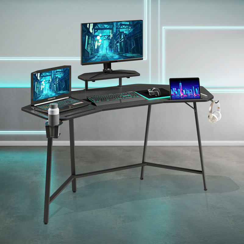 Game table with bookshelf and accessory shelf