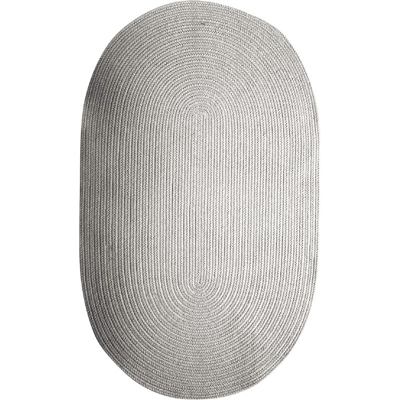 Tapis ovale tressé à la main abstrait 7 pi x 9 pi gris abstrait