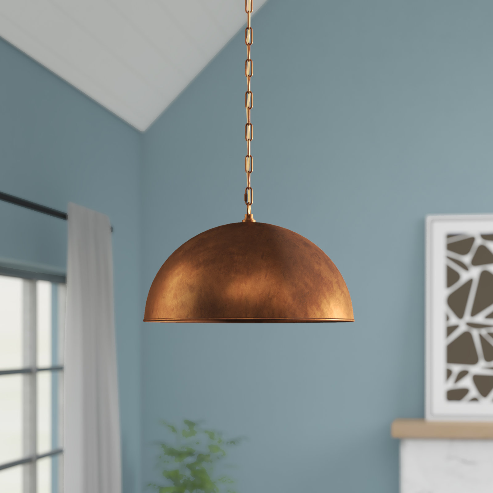 Najuma Dimmable Single Light Pendant, 10" H x 15" W x 15" D, Brass
