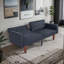 Canapé-lit en cuir synthétique 68,1 po, gris-2121383855