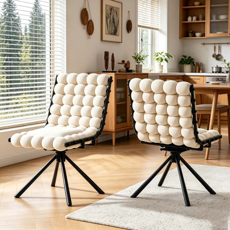 Ensemble de chaises de salle à manger Bubble Chair, Pieds beige et noir