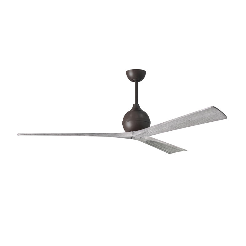 60" Irene Paddle 3 Blade Ceiling Fan, Barn Wood Tone, 72", Textured Bronze