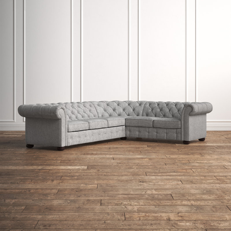 Huskins Upholstered L-Shaped Sectional, Pewter Gray Linen