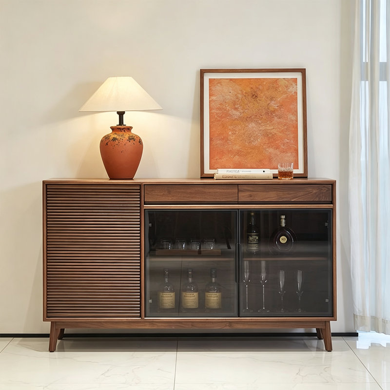 Tempered Glass Door Adjustable Buffet Table