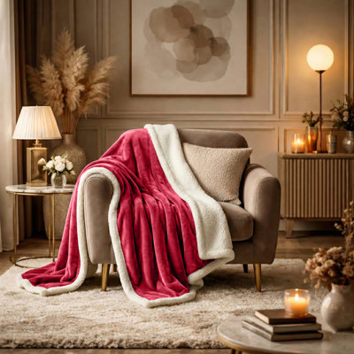 Reversible Sherpa Fleece Blanket With Soft Microplush Flannel, All-Season Throw For Bed & Sofa