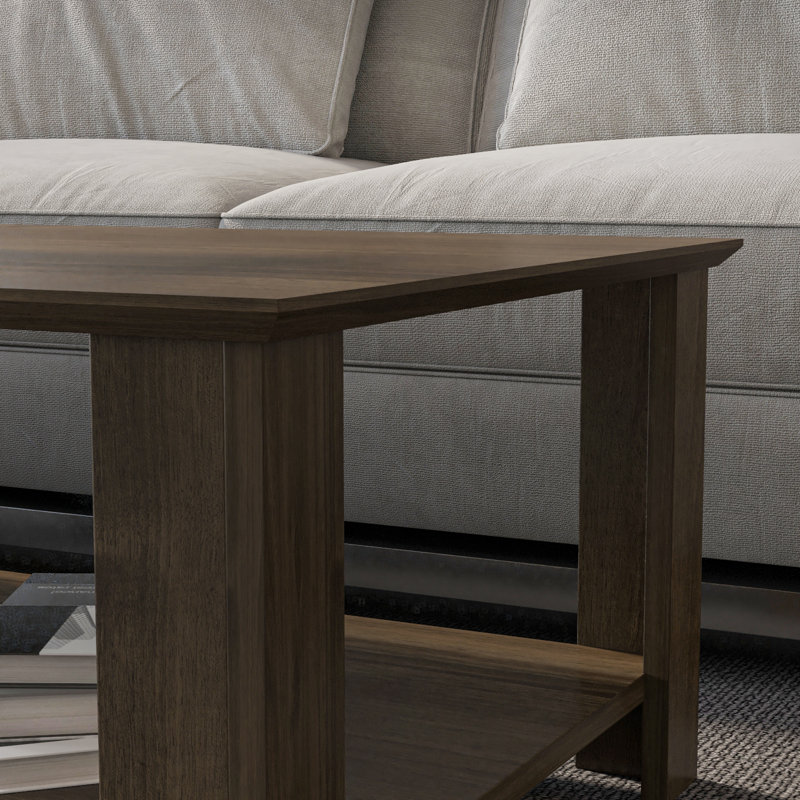 Leroy 90 cm Rectangular Coffee Table, Dark Brown Wood