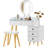 LED Lighted Dressing Table with Glass Top and Extendable Sides
