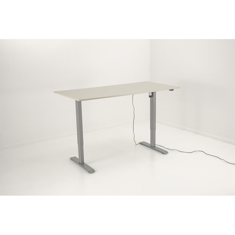 Eastbrook Adjustable Height Steel Standing Desk, 123cm H x 100cm W x 60cm D, White
