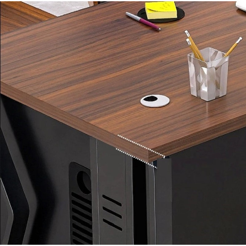 Mykeya L-Shaped Executive Desk, Grey/White, 75cm H x 180cm W x 80cm D