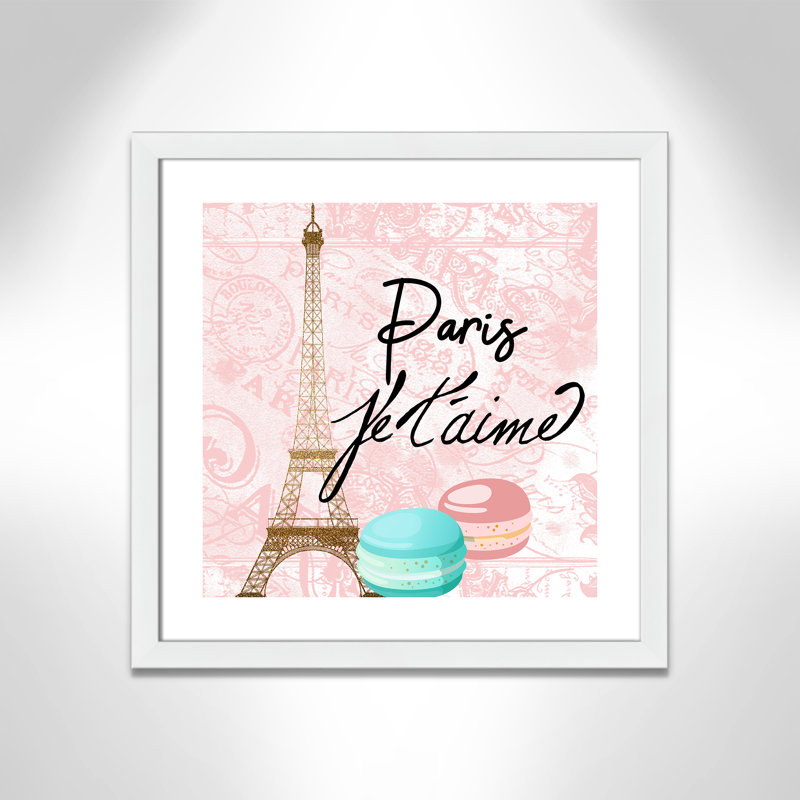 Bonjour paris 1, H 22,5 po x l 22,5 po x P 0,63 po, Cadre blanc